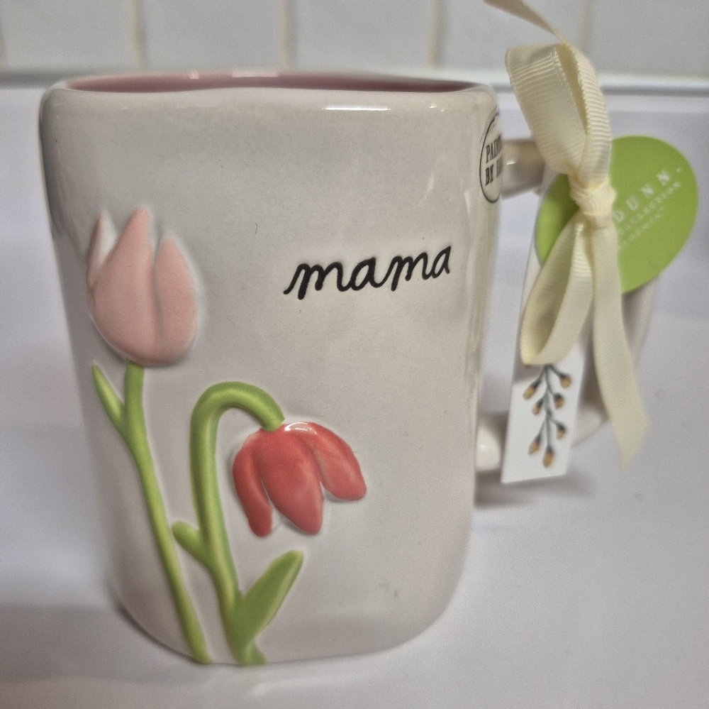 New Rae Dunn Pink and Green Mama Mug